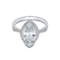 Silver Cubic Marquise Cut Zirconia Halo Ring