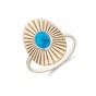 Sterling Silver Yellow Gold Plated Blue Magnesite Oval Fan Ring