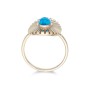 Sterling Silver Yellow Gold Plated Blue Magnesite Oval Fan Ring