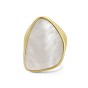 Yellow Gold Plated Mother Of Pearl Abstract Ring