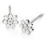 D For Diamond Silver And White Enamel Flower Stud Earrings