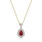 9ct Yellow Gold 0.80ct Ruby with Lab Grown Diamond Halo Drop Pendant