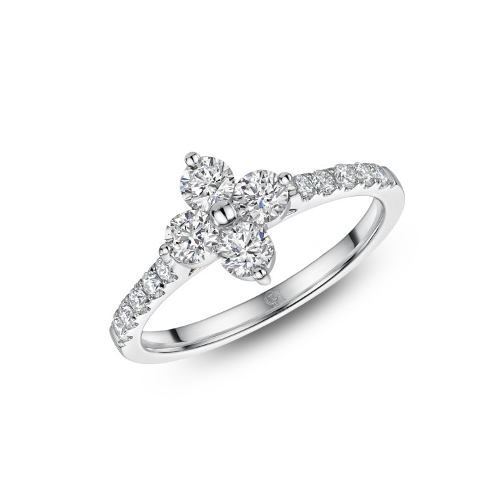 9ct White Gold Brilliant Cut Diamond 0.73ct Cluster Ring