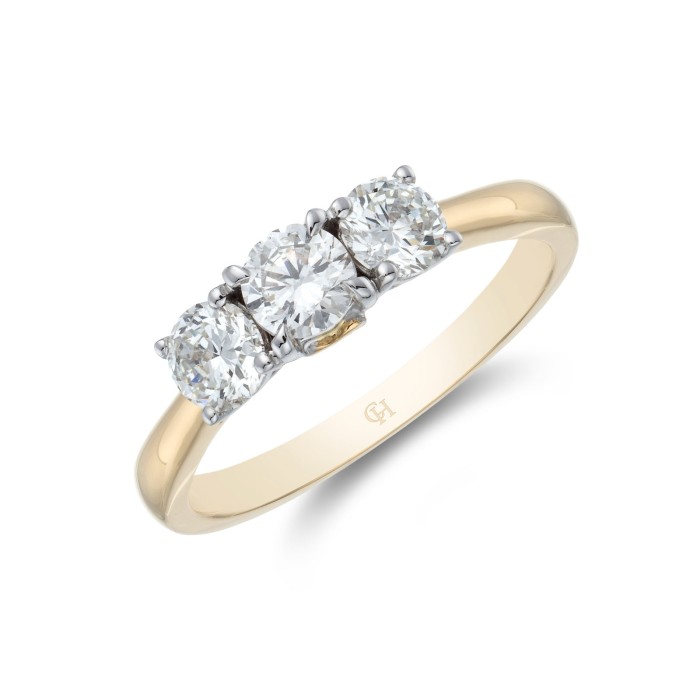 18ct Yellow Gold Heart Brilliant Cut 0.75ct Diamond Three Stone Ring 1