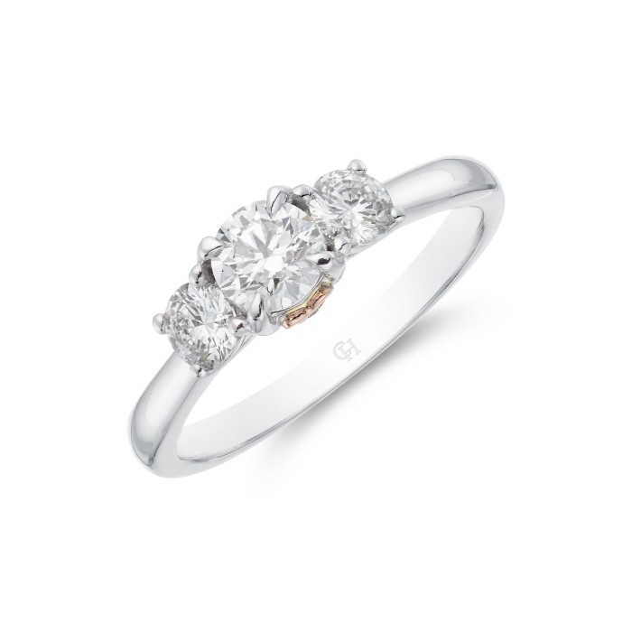 Platinum Brilliant Cut 1.00ct Diamond Three Stone Ring 1