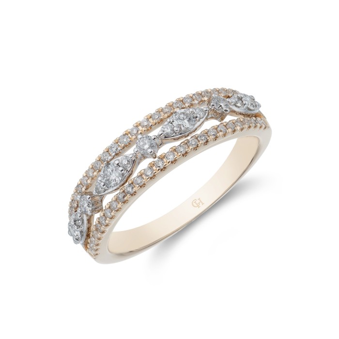 9ct Yellow Gold Brilliant Cut 0.33ct Diamond Fancy Band