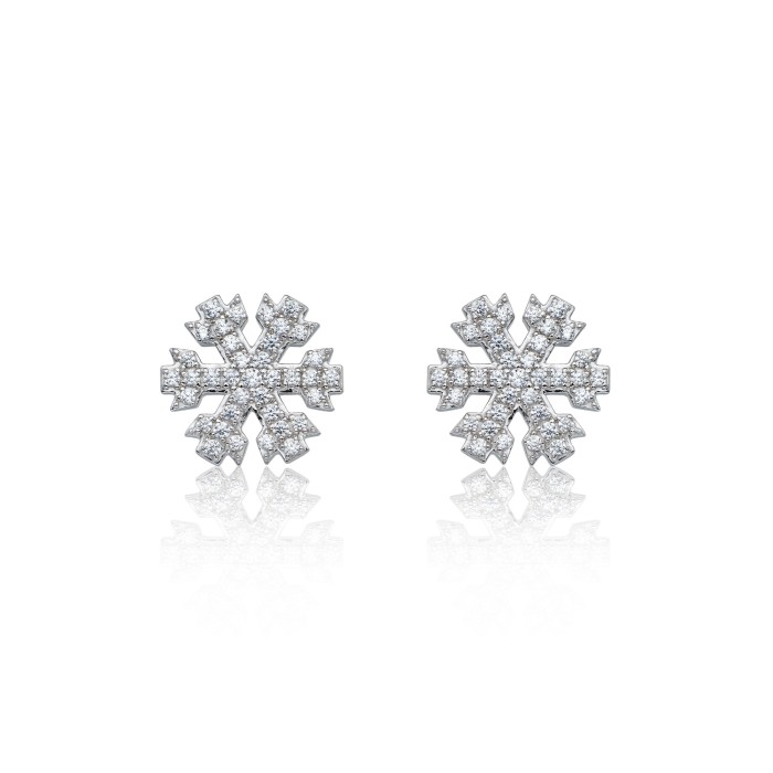 9ct White Gold Brilliant Cut 0.37ct Diamond Snowflake Stud Earrings 1