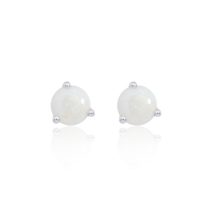 9ct White Gold Opal Stud Earrings