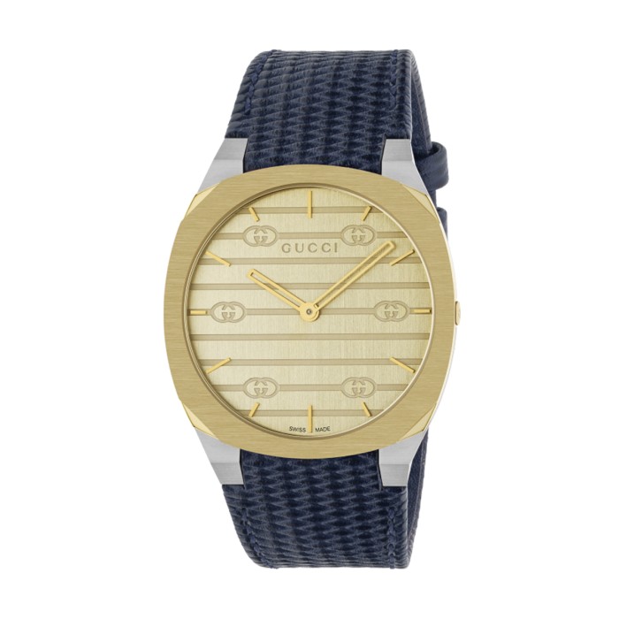 Gucci 25H Stainless Steel Leather Quartz Unisex 38mm Watch YA163418