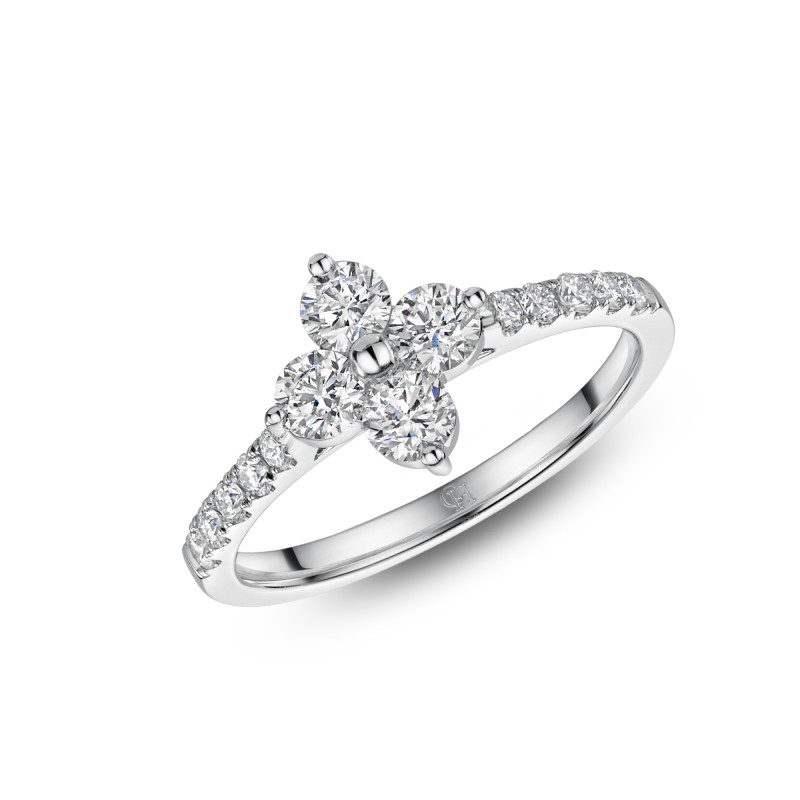 9ct White Gold Brilliant Cut Diamond 0.73ct Cluster Ring