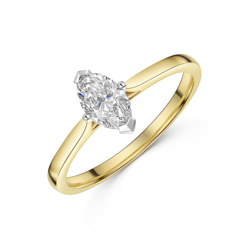 18ct Yellow Gold Marquise 0.60ct Diamond Solitaire Ring