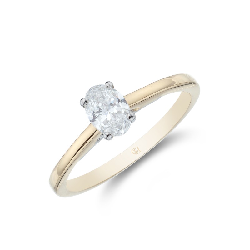 18ct Yellow Gold Oval Cut 0.50ct Diamond Solitaire Ring