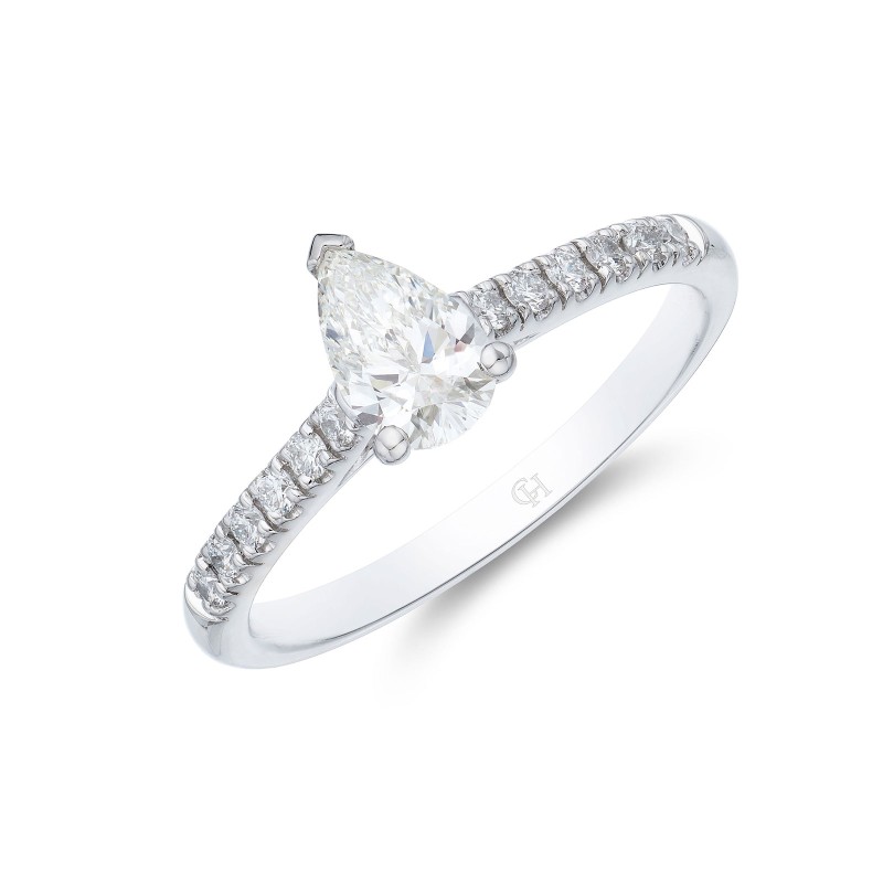 Platinum Pear Cut 0.75ct Diamond Solitaire Ring