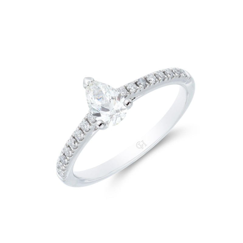 18ct White Gold Pear Cut 0.60ct Diamond Solitaire Ring