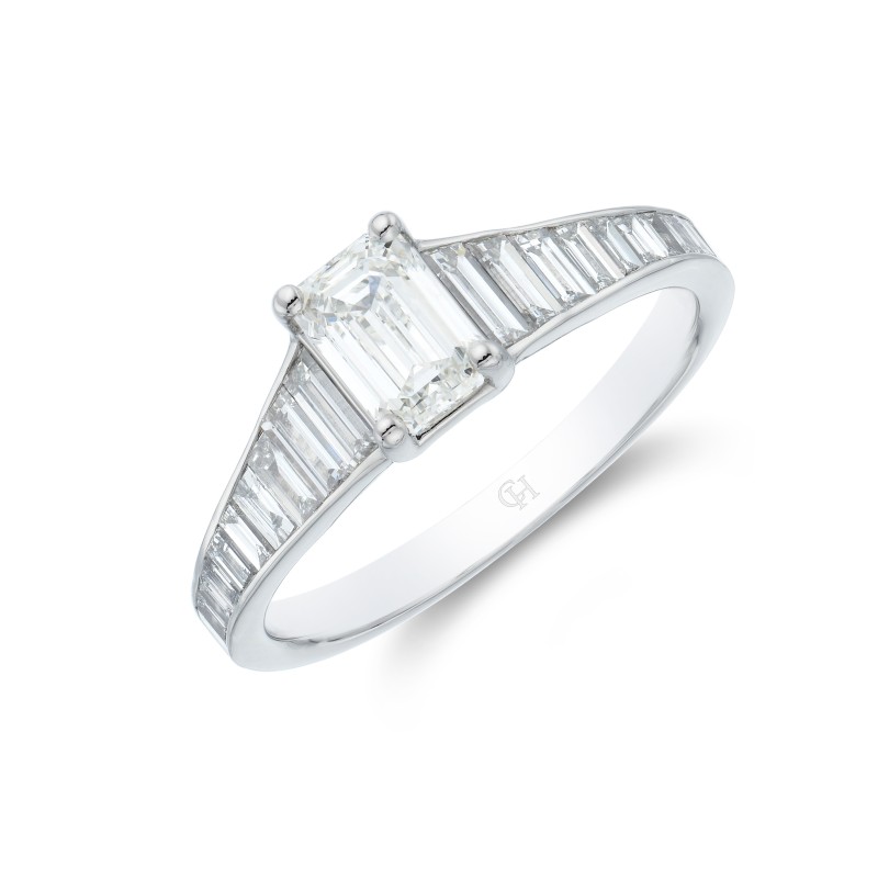 Platinum Emerald Cut 0.75ct Diamond Solitaire Ring