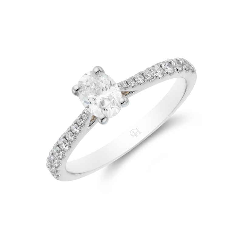 Platinum Oval Cut 0.50ct Diamond Solitaire Ring