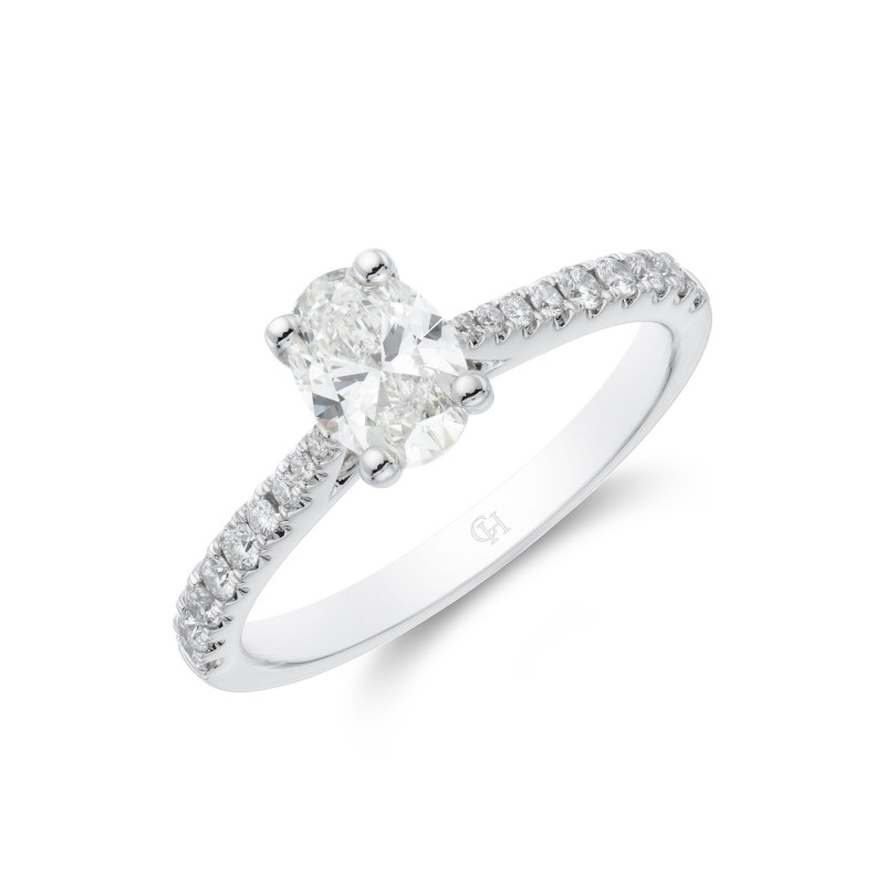 Platinum Oval Cut 0.75ct Diamond Solitaire Ring