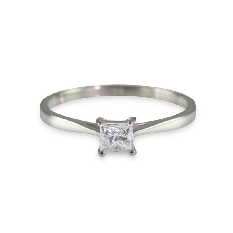 18ct White Gold 0.33ct Princess Cut Diamond Solitaire Ring