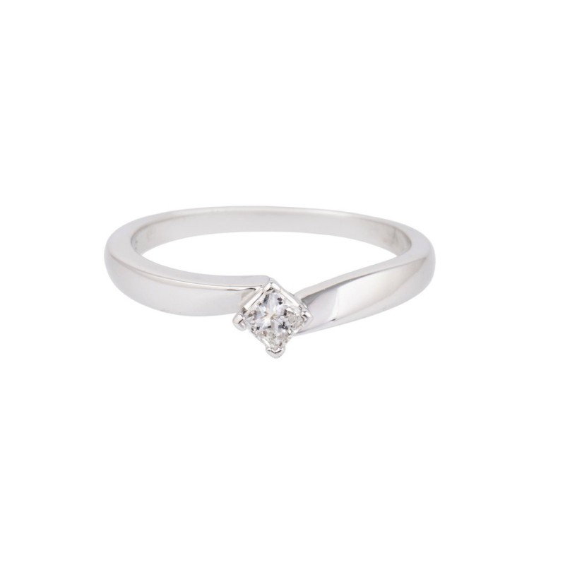18ct White Gold 0.15ct Princess Cut Diamond Solitaire Ring