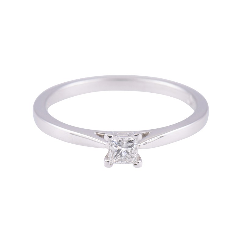 18ct White Gold 0.20ct Princess Cut Diamond Solitaire Ring