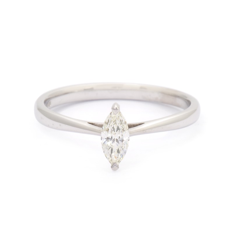 18ct White Gold 0.25ct Marquise Cut Diamond Solitaire Ring