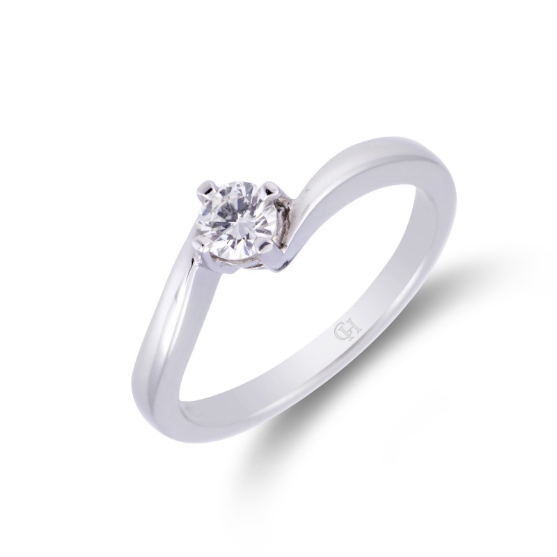 Platinum Brilliant Cut 0.25ct Diamond Twist Solitaire Ring