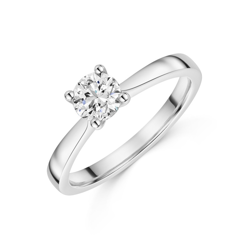 Platinum 0.60ct Round Brilliant Low V-Shape Diamond Solitaire Ring