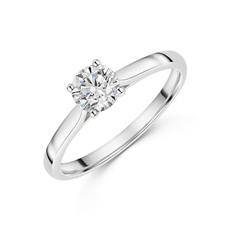 Platinum Round Brilliant 0.60ct Tulip Set Diamond Solitaire Ring