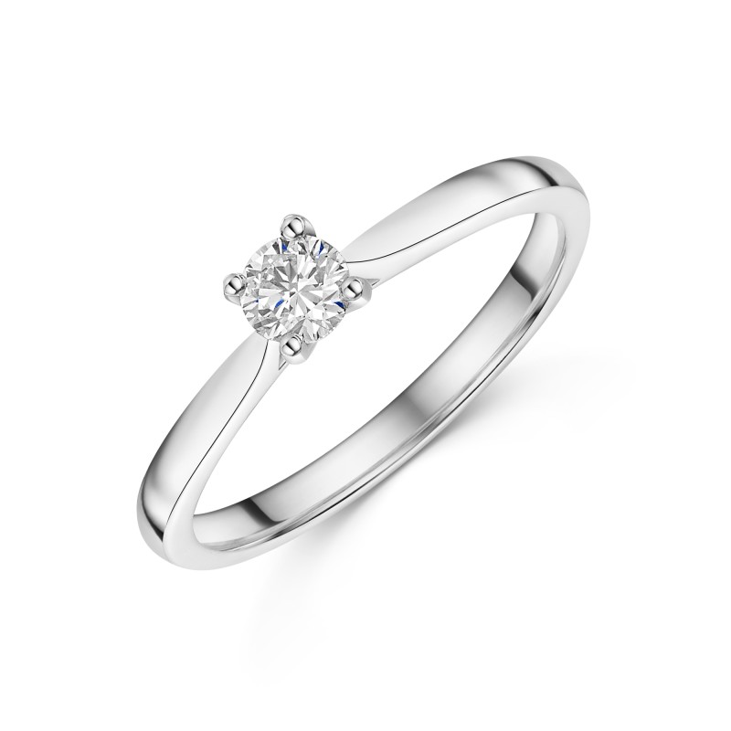 Platinum 4 Claw Bar Set 0.25ct Round Brilliant Diamond Solitaire Ring
