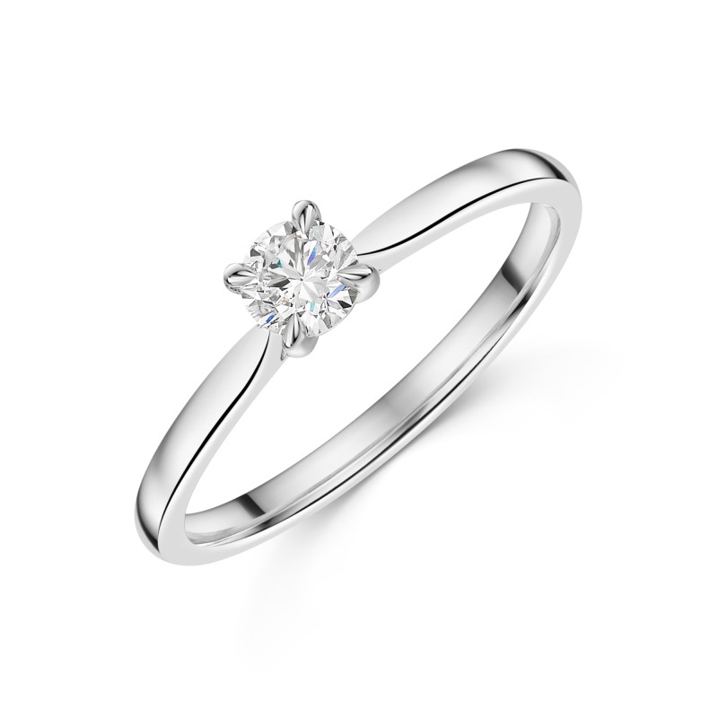Platinum 4 Claw Bar Set 0.33ct Round Brilliant Diamond Solitaire Ring