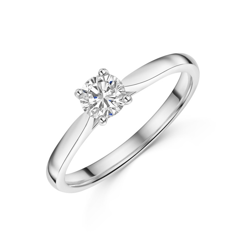 Platinum 4 Claw Bar Set 0.40ct Round Brilliant Diamond Solitaire Ring