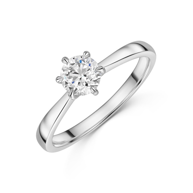Platinum 6 Claw 0.60ct Round Brilliant Diamond Solitaire Ring