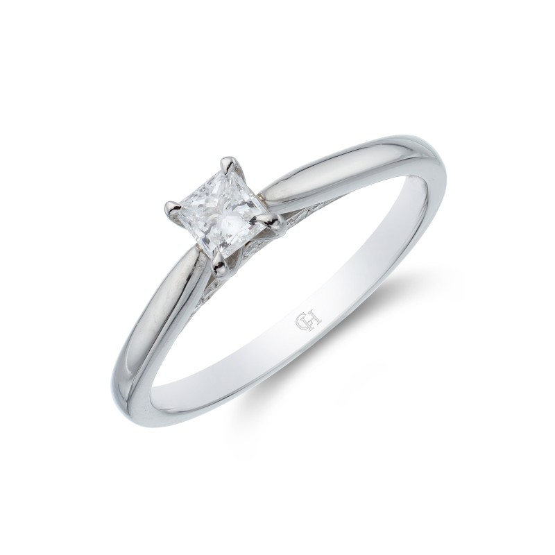 Platinum Princess Cut 0.40ct Diamond Solitaire Ring