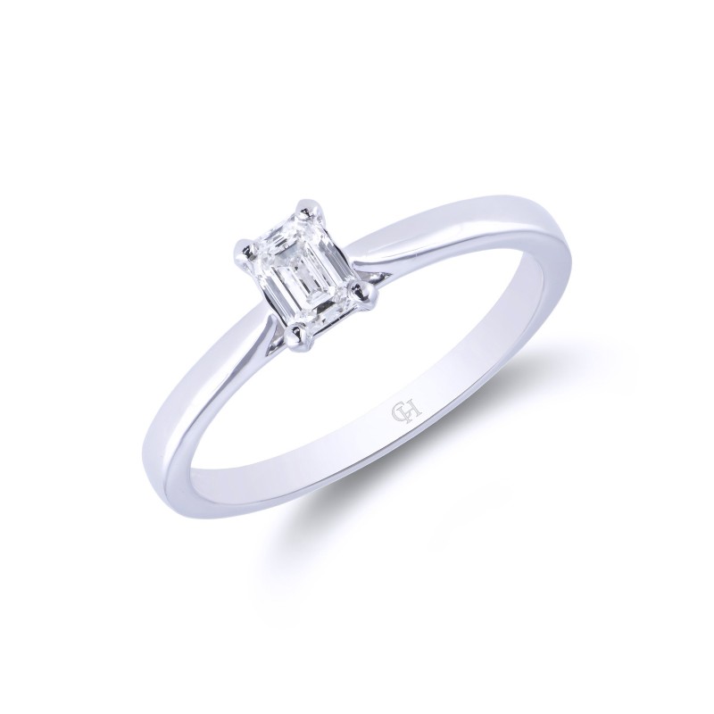 Platinum Emerald Cut 0.33ct Diamond Solitaire Ring
