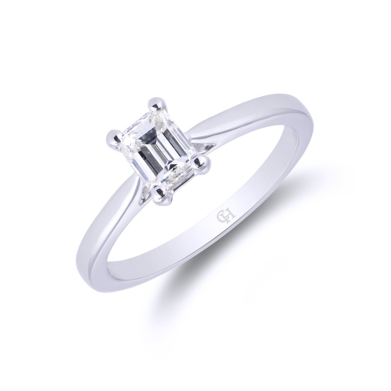 Platinum Emerald Cut 0.50ct Diamond Solitaire Ring