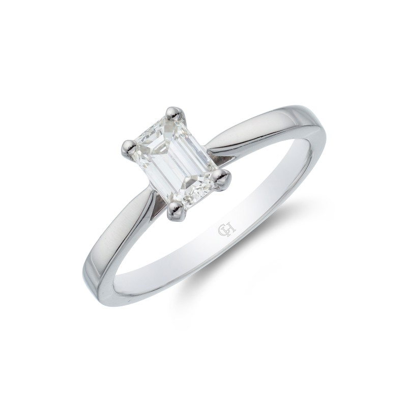 Platinum Emerald Cut 0.75ct Diamond Solitaire Ring