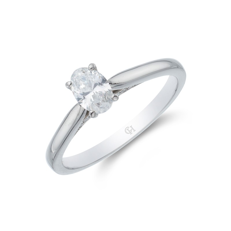 Platinum Oval Cut 0.60ct Diamond Solitaire Ring