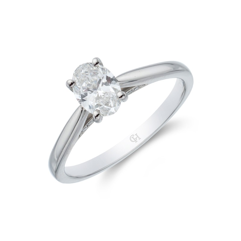 Platinum Oval Cut 0.85ct Diamond Solitaire Ring