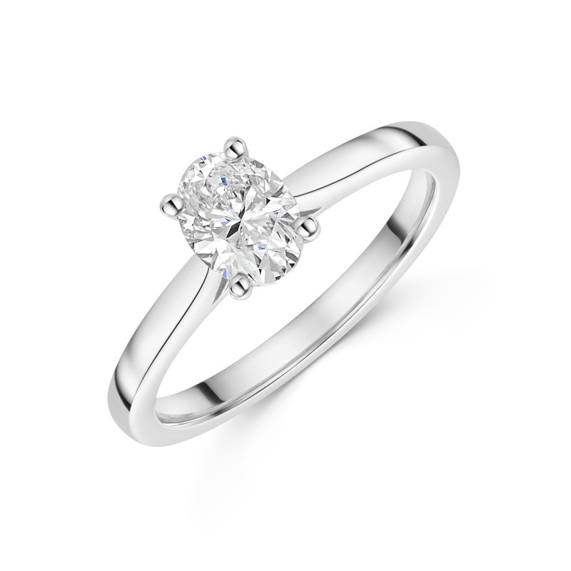 Platinum Tulip Set Oval Cut 0.75ct Diamond Solitaire Ring
