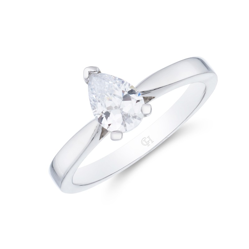 Platinum Pear Cut 0.50ct Diamond Solitaire Ring