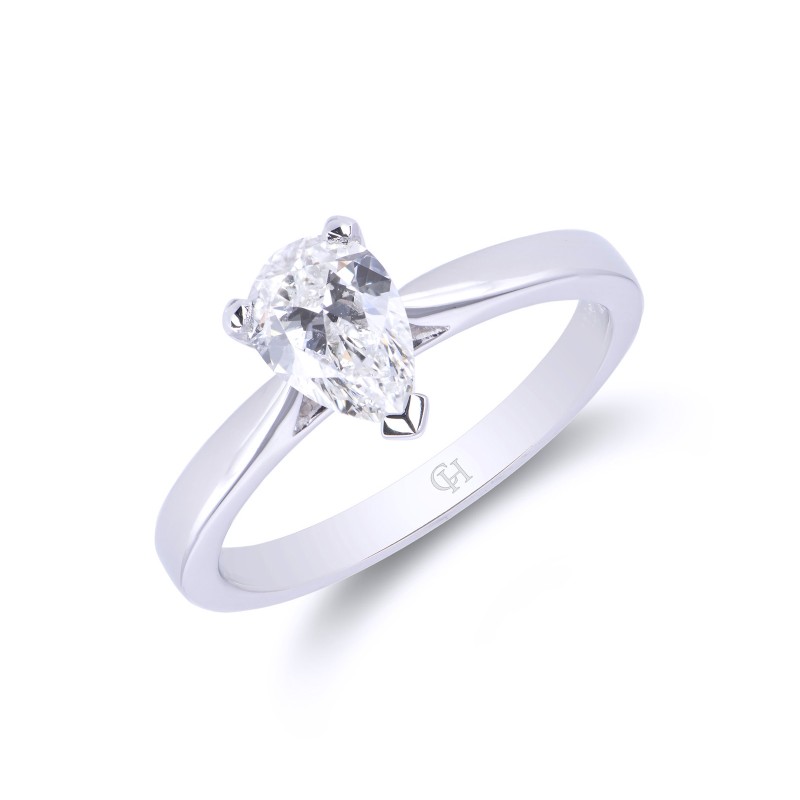 Platinum Pear Cut 0.75ct Diamond Solitaire Ring