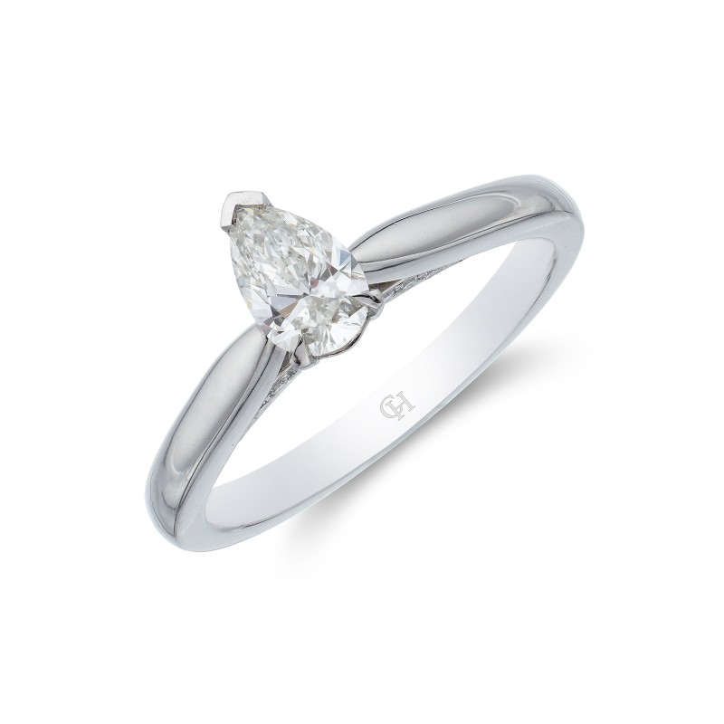 Platinum Pear Cut 0.50ct Diamond Solitaire Ring