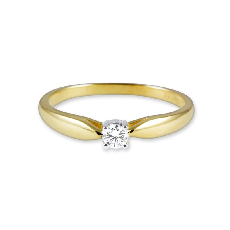 9ct Yellow Gold 0.10ct Round Brilliant Diamond Solitaire Ring