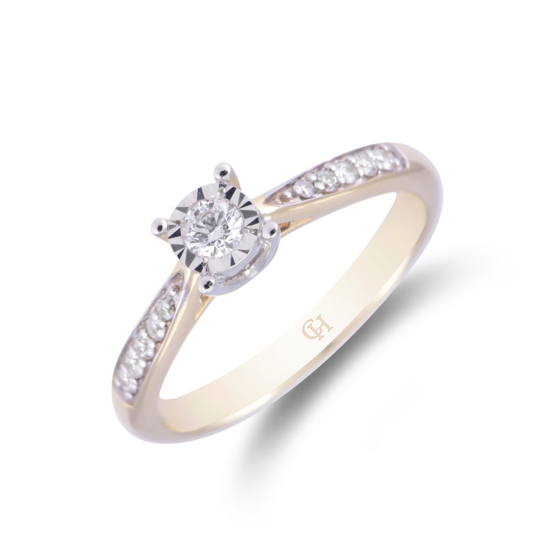 9ct Yellow Gold Brilliant Cut 0.20ct Diamond Solitaire Ring