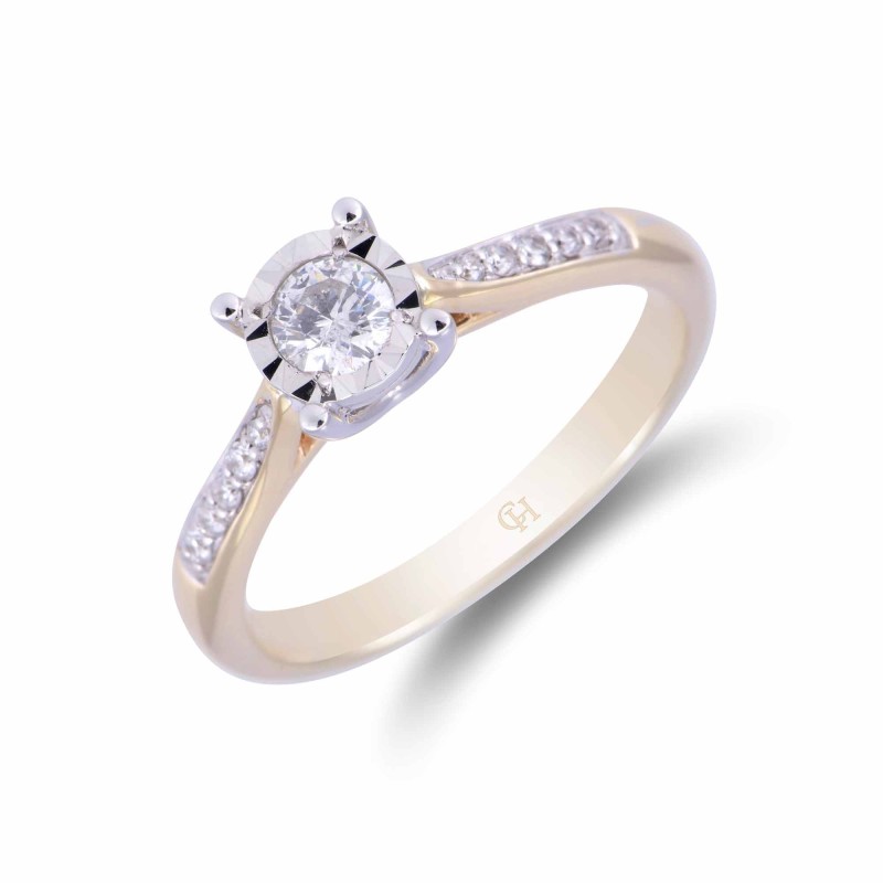 9ct Yellow Gold Brilliant Cut 0.35ct Diamond Solitaire Ring