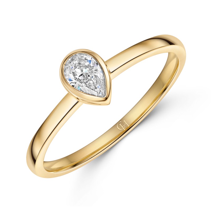 9ct Yellow Gold 0.25ct Diamond Pear Solitaire Ring