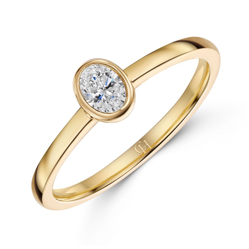 9ct Yellow Gold Oval Cut 0.25ct Diamond Solitaire Ring 