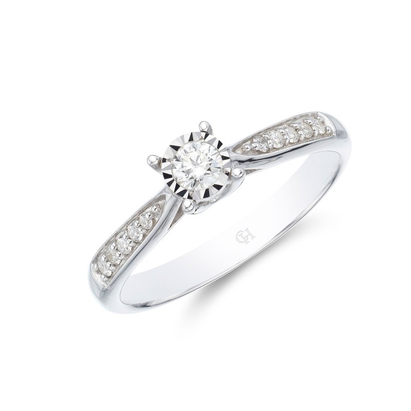 9ct White Gold Brilliant Cut 0.20ct Diamond Solitaire Ring