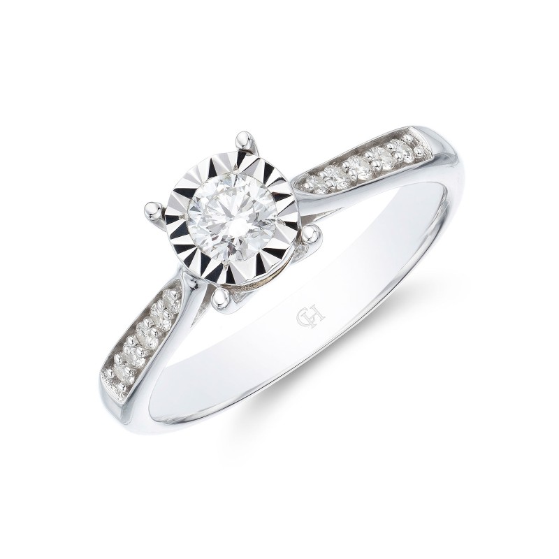 9ct White Gold Brilliant Cut 0.35ct Diamond Solitaire Ring