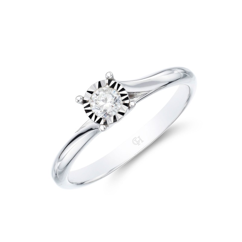 9ct White Gold Brilliant Cut 0.15ct Diamond Solitaire Ring
